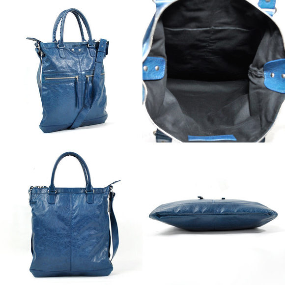 Balenciaga Leather 2Way Bag Blue - Picture 2 of 3